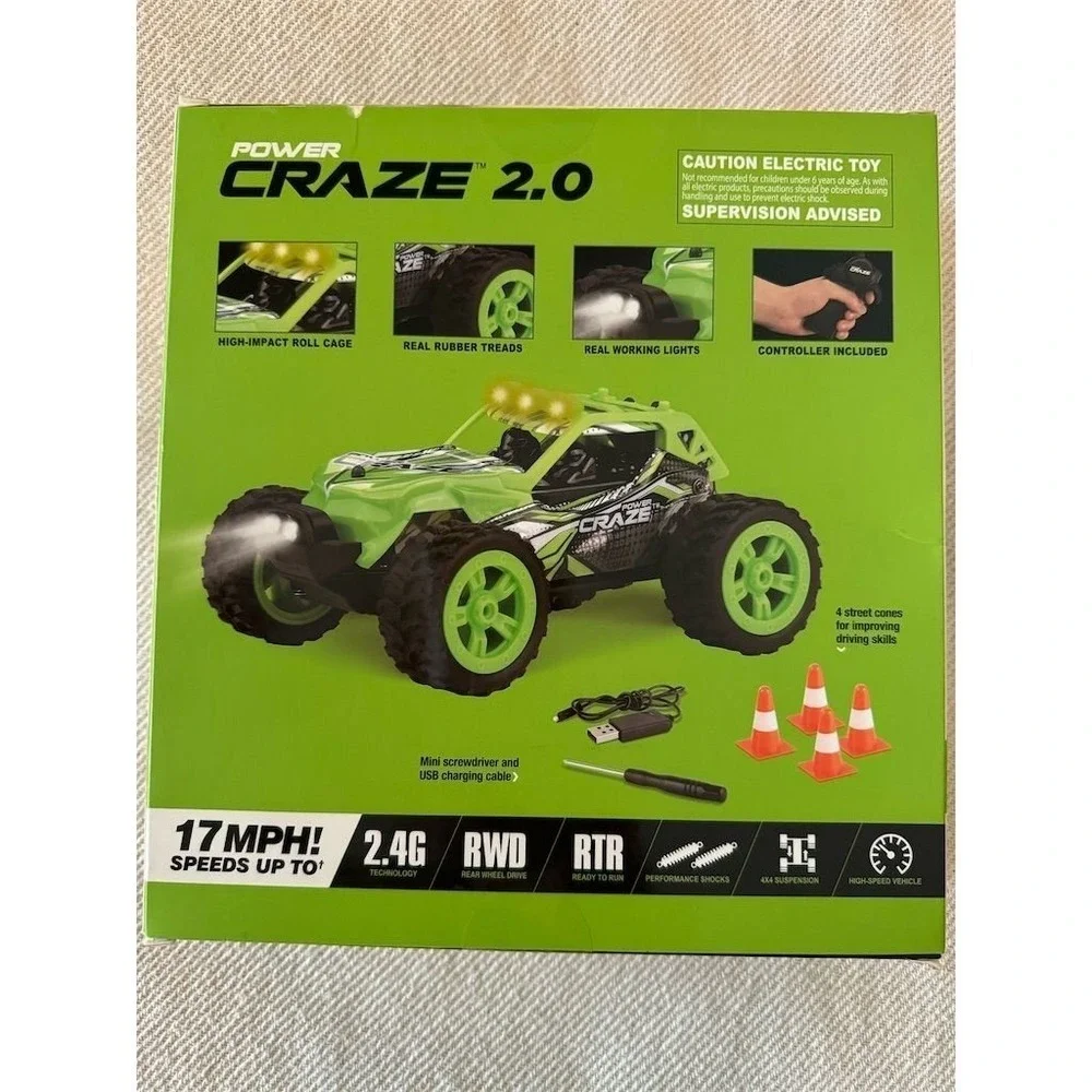 Power Craze 2.0 Mini RC Car with Remote Control - Green